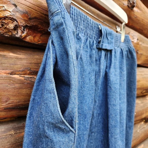 A Paquette Womens 12 Denim Midi Skirt Pleat Front Lagenlook Medium Wash 2 Pocket - Picture 3 of 8